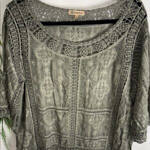 Democracy Olive Crochet Women's Blouse